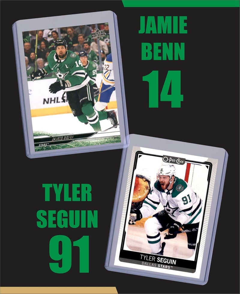 Chaser Dallas Stars Cards: Jamie Benn, Tyler Seguin, Miro Heiskanen, Jake Oettinger, Roope Hintz, Esa Lindell, Mike Modano ASSORTED Hockey Stars & GOATs Trading Card & Wristbands Gift Pack - Image 2
